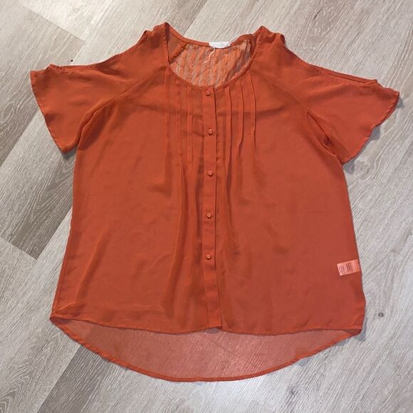 Blu Pepper Tops - Blu Pepper Peek-a-Boo Sheer Button-Down Top